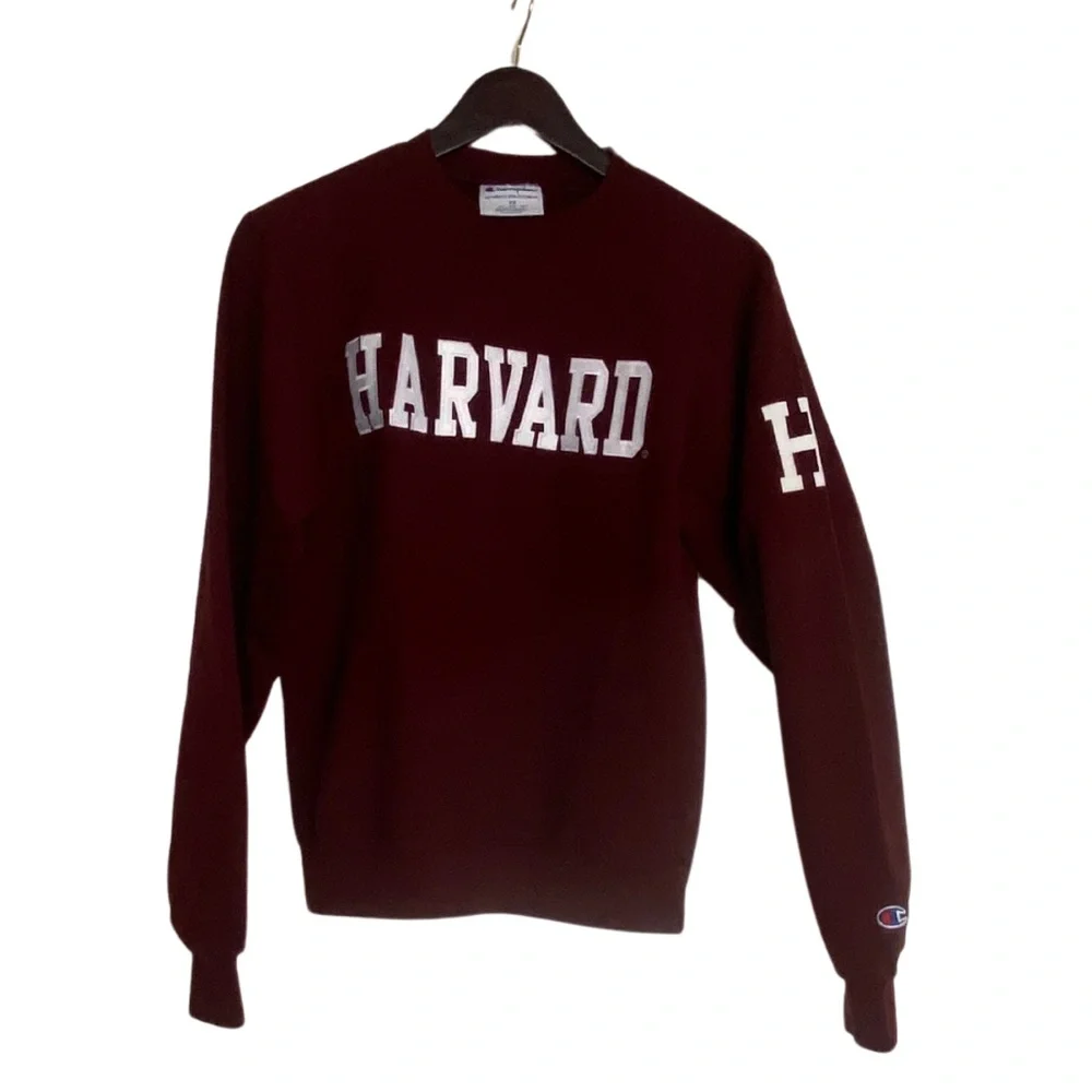 Champion Harvard crew neck sweatshirt Size xs burgundy maroon pullover - Picture 1 of 6
